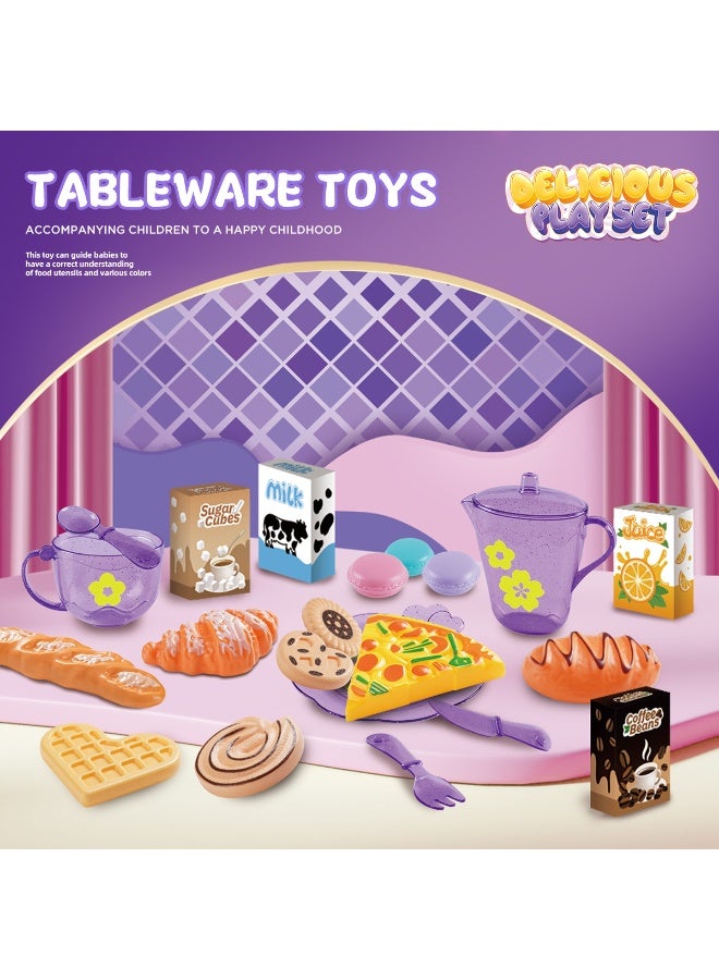 Tea Party Set for Little Girls,Birthday Gifts for Age 3 4 5 6 Year Old Girls,Pretend Teapot, Cups, Plates,and Food Sweet Treats Playset for Princess Tea Time Play Kitchen Toys - Image 3