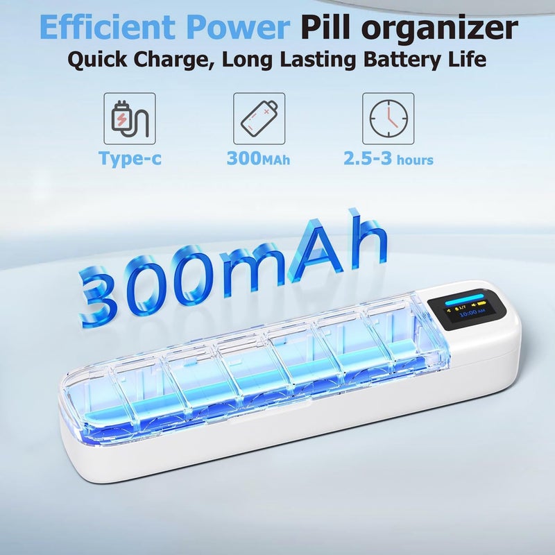 Exrp موزع الحبوب التلقائي، منظم الحبوب الذكي مع إنذار، علبة الحبوب لمدة 7 أيام مع تطبيق، علبة الحبوب للسفر الأسبوعية، مذكرة الحبوب المحمولة للأدوية والمكملات الغذائية والفيتامينات - Image 5