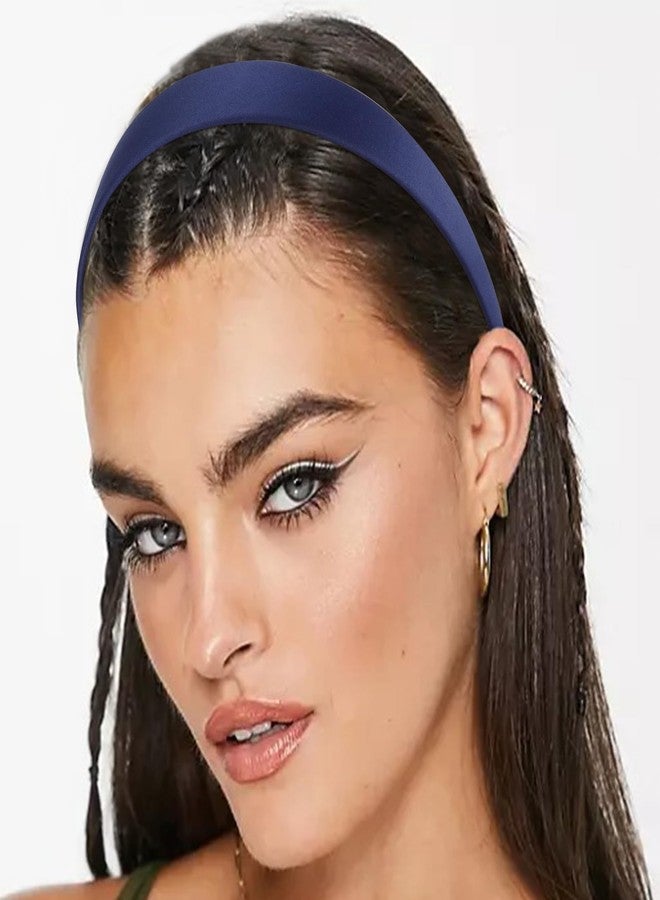 VELSCRUN Headband Navy Blue Satin Headbands for Women Girls Non Slip 1.3 Inch Women Hair Bands Halloween Cosplay Diy Holiday Head Band Gifts for Mothers Sisters Hair Accessories - Image 3