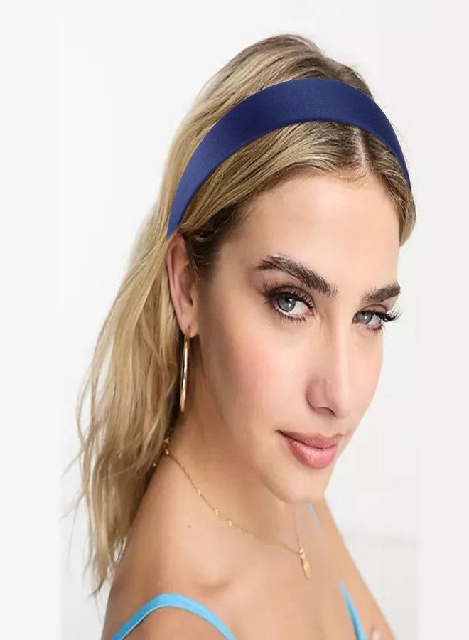 VELSCRUN Headband Navy Blue Satin Headbands for Women Girls Non Slip 1.3 Inch Women Hair Bands Halloween Cosplay Diy Holiday Head Band Gifts for Mothers Sisters Hair Accessories - Image 4