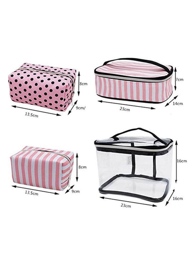 بلومنغ تايم طقم حقائب مستحضرات التجميل مكون من 4 قطع - إصدار شفاف ، أسود ، وردي - Image 2