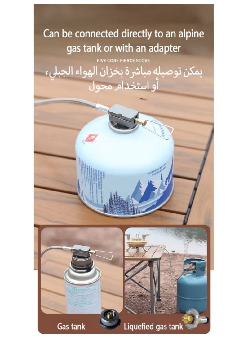 بي إس موقد تخييم محمول متعدد الوقود | موقد قابل للطيّ ومقاوم للرياح بقوة ١٦٠٠٠ واط | مع محول لعلبة الوقود وحقيبة حمل | للطهي في الهواء الطلق | للتخييم والطوارئ (كاكي) - Image 4