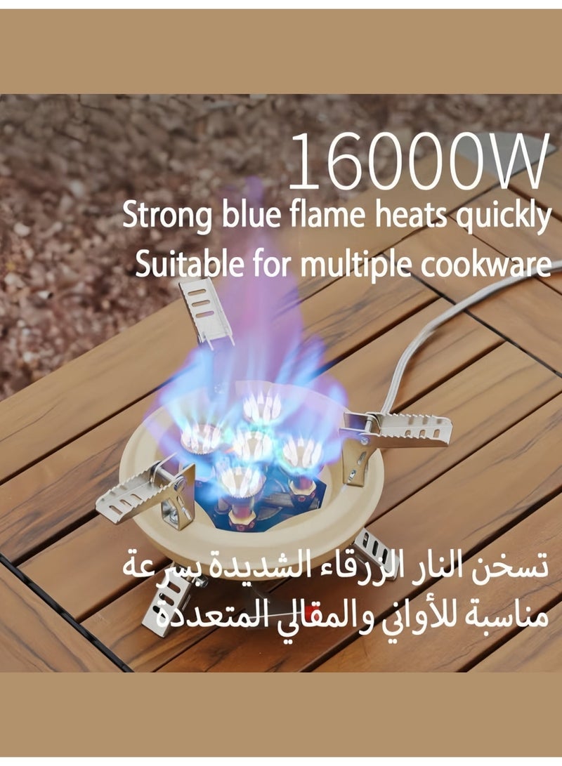 بي إس موقد تخييم محمول متعدد الوقود | موقد قابل للطيّ ومقاوم للرياح بقوة ١٦٠٠٠ واط | مع محول لعلبة الوقود وحقيبة حمل | للطهي في الهواء الطلق | للتخييم والطوارئ (كاكي) - Image 3