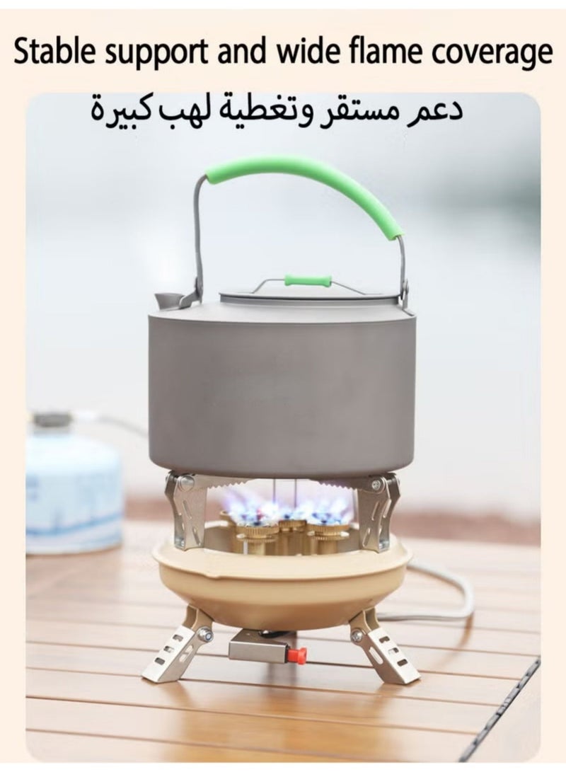 بي إس موقد تخييم محمول متعدد الوقود | موقد قابل للطيّ ومقاوم للرياح بقوة ١٦٠٠٠ واط | مع محول لعلبة الوقود وحقيبة حمل | للطهي في الهواء الطلق | للتخييم والطوارئ (كاكي) - Image 5