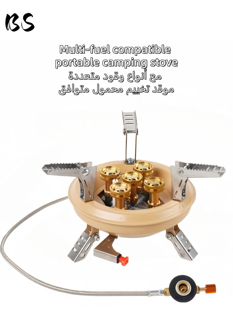 بي إس موقد تخييم محمول متعدد الوقود | موقد قابل للطيّ ومقاوم للرياح بقوة ١٦٠٠٠ واط | مع محول لعلبة الوقود وحقيبة حمل | للطهي في الهواء الطلق | للتخييم والطوارئ (كاكي) - Image 1
