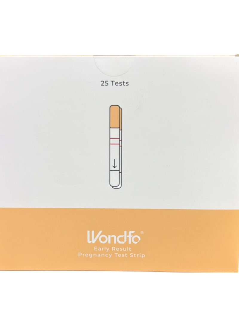 Wondfo Pregnancy Test Strips Early Detection - Extra Sensitive 10 MIU/ML HCG Early Predictor Kit (25 Count) - Image 1