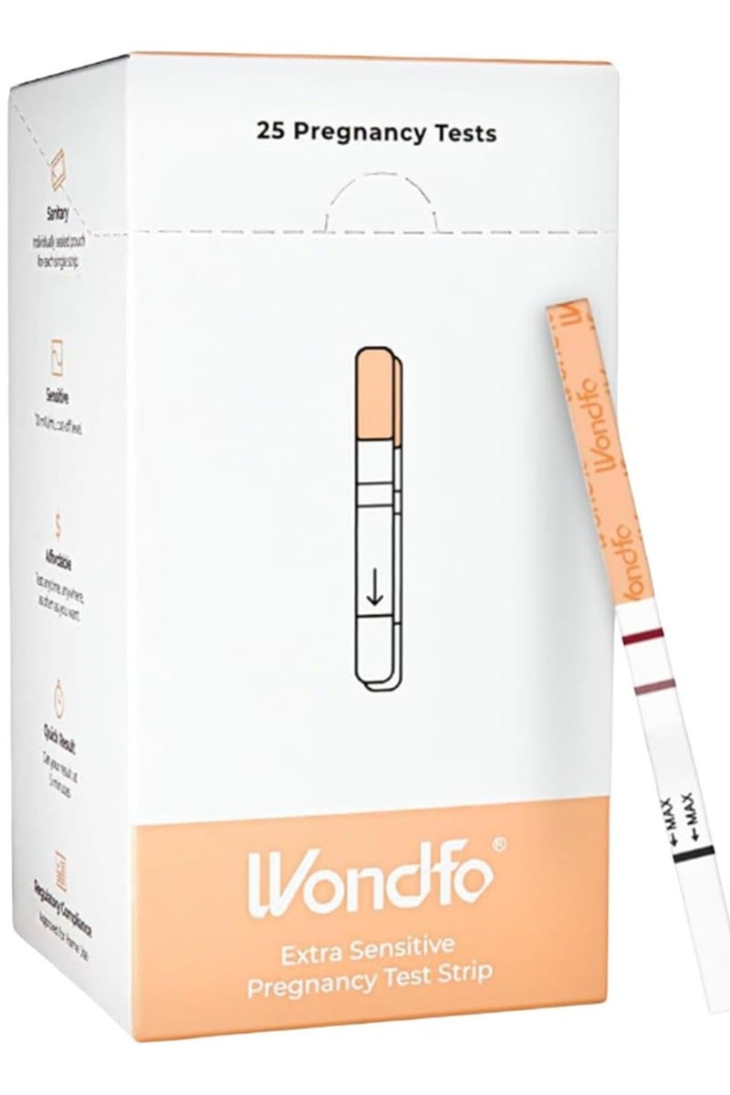 Wondfo Pregnancy Test Strips Early Detection - Extra Sensitive 10 MIU/ML HCG Early Predictor Kit (25 Count) - Image 2