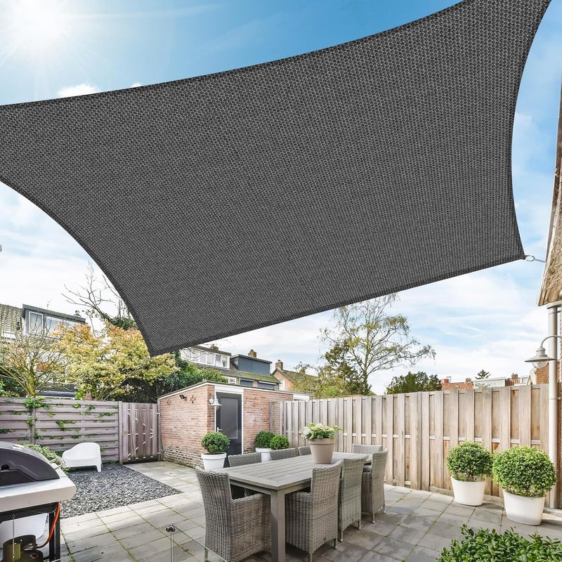 DUERER Sun Shade Sails Canopy 10' x 13' Rectangle, 95% UV Blockage, 185GSM Sail Shade Keep Cool for Patio, Garden, Pergola, Backyard, Outdoor Facility & Activities -Anthracite - Image 1