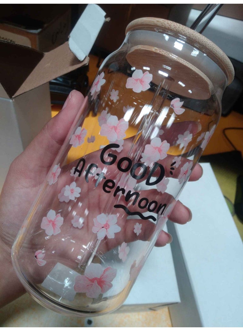 Glass Mug with Bamboo Lid and Glass Straw - Image 1