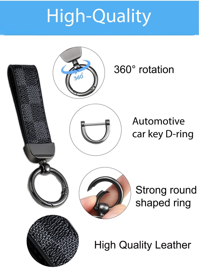 KeyAmor Elegant metal and leather keychain car key holder for adults. Stylish keychain with gunmetal-coloured rings, perfect for men, featuring 3 key rings for added functionality. Made with elegant and refined grey and black leather, it offers 360-degree rotation for convenience and comes beautifully packaged in a fancy gift box, making it an excellent accessory or gift choice.  - Image 5