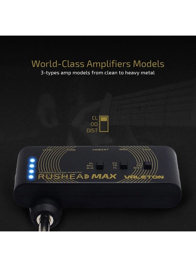 Valeton RH-100 Rushead Max - USB Chargable Portable Pocket Guitar Bass Headphone Amp Carry-On Bedroom Plug-In Multi-Effects - Image 2
