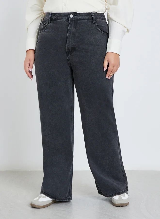 Styli Styli Plus High Rise Straight Fit Jeans