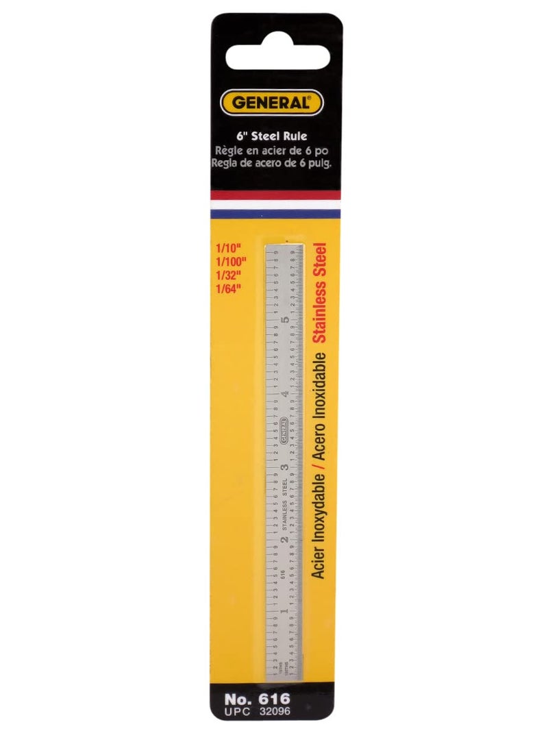 General Tools Flexible 6-Inch Straight Edge Ruler #616, Stainless Steel - 4 Graduations â€“ 1/32 inch, 1/64 inch On One Side, 1/10â€, 1/100â€ On The Other Side - Image 2