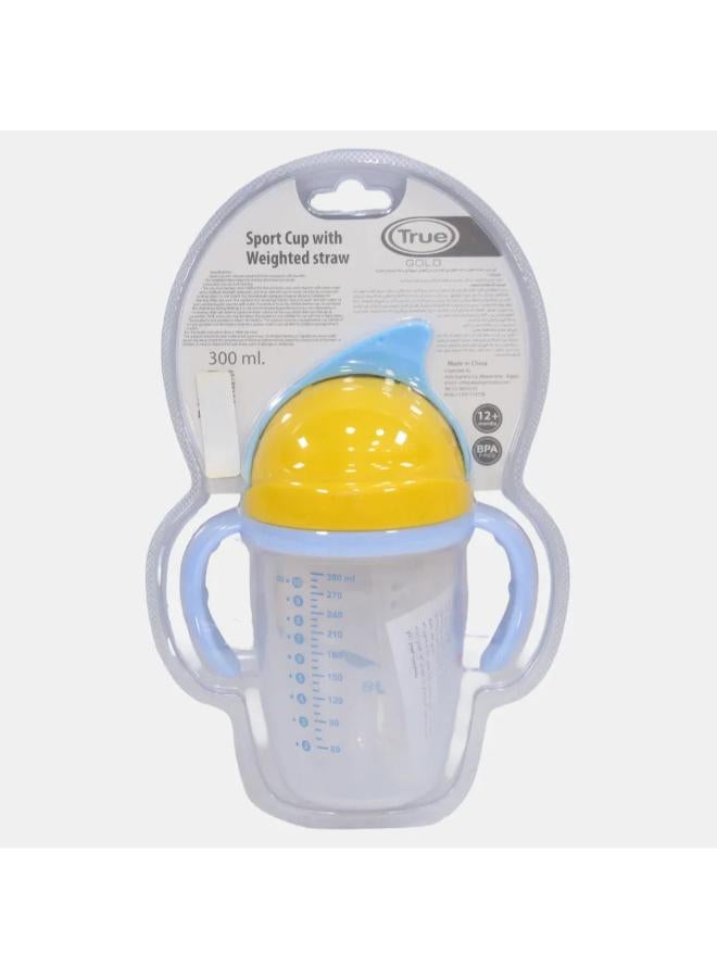 True Gold Sport Cup with Weighted Straw – 300ml with Blue Elephant Design (12+ months) - Image 2