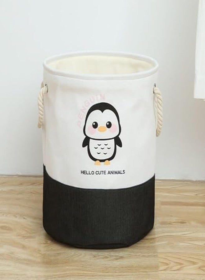 ERITIN Mini Canvas Laundry Basket use for home bedroom Laundry Basket For Clothes Round Collapsible Storage Large Size With Handle Dirty Clothes Hamper Canvas Bag | 1 pcs - Image 2
