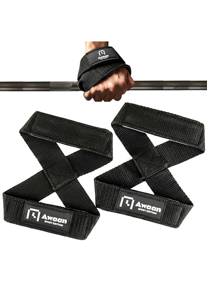أحزمة رفع على شكل الرقم 8 مع حشوة ناعمة فاخرة للصالات الرياضية ورفع الأثقال - توفر دعمًا أفضل للقبضة وثباتًا أكبر - أحزمة رياضية على شكل الرقم 8 لتمارين القوة - زوج - Image 1