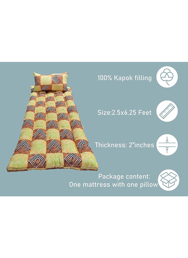 NIVEDHA MATTRESS Nivedha Mattress KapokSilk Cottonilavam Panju Soft Sleeping Foldable Hostel Bed Mattress 625 x 25 feet x 3 inches with 1 Pillow  - Image 3