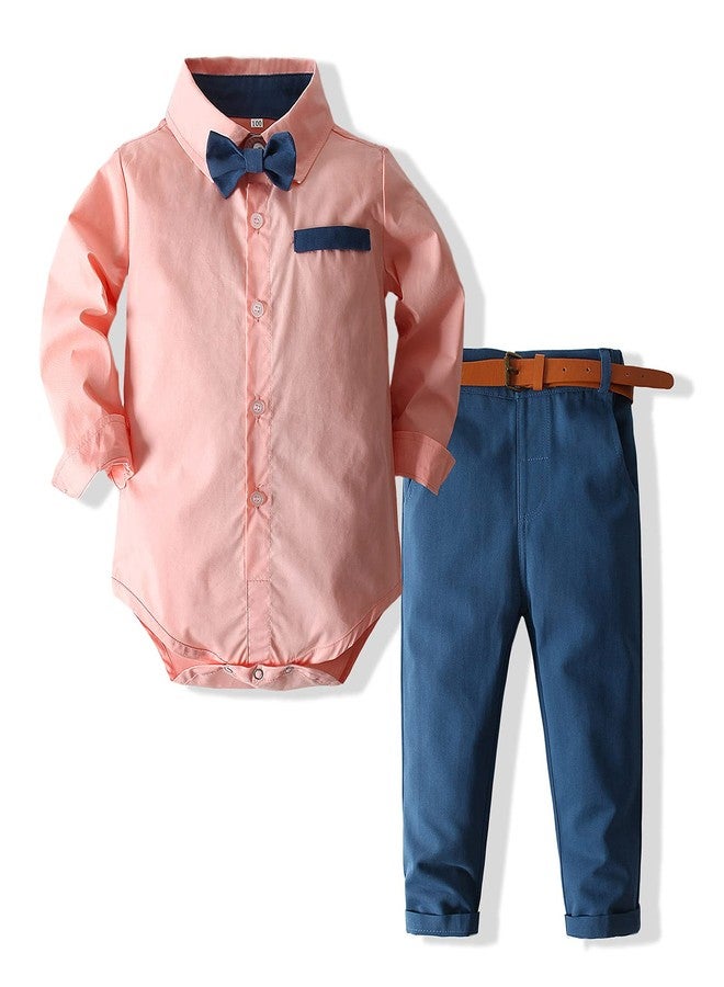 Kimocat Baby Boys Clothes Sets Long Sleeve and Pants Gentleman Outfit Suits (Pink, 2-3T) - Image 1