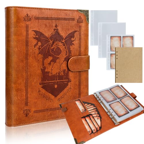 Byhoo DND Spell Cards 5e Leather Spellbook for Dungeons Dragons notebook with 30 Sleeves for Spell Cards Writable Pages and Magnetic Closure A MustHave for RPG Board Games for Every Adventurer - Image 1