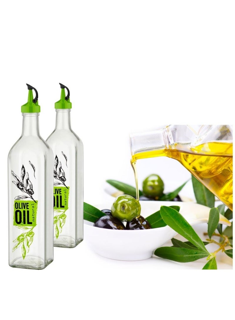 كلوكس طقم مزيتة يحتوي قوارير موزع زيت زيتون وخل زجاجي فاخر 2 قطعة بغطاء صب مانع للتنقيط للمطبخ والمائدة 23 سم - Image 5