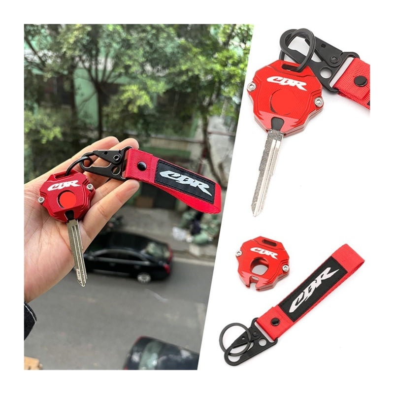 غطاء مفتاح متوافق لدراجات CBR650R 600RR 1000RR 500R 250RR مع سلسلة مفاتيح من قشرة التيتانيوم - Image 3