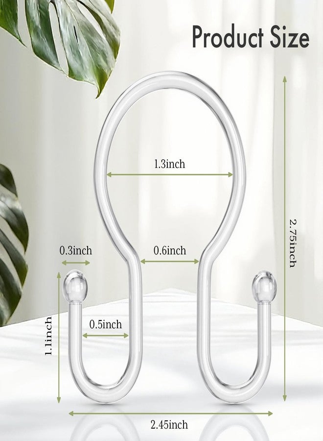 Bathway Shower Curtain Hooks, 12Pcs Plastic Shower Hooks for Shower Curtain, Clear Double Hook Shower Curtain Hooks Rust Proof Shower Curtain Hangers - Image 4