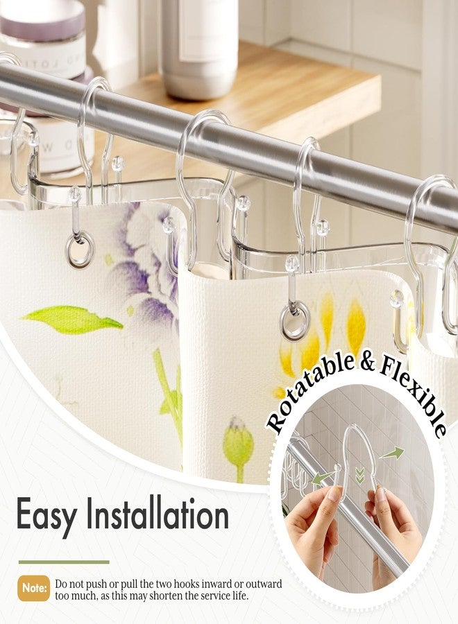 Bathway Shower Curtain Hooks, 12Pcs Plastic Shower Hooks for Shower Curtain, Clear Double Hook Shower Curtain Hooks Rust Proof Shower Curtain Hangers - Image 3