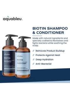 Aquableu Aquableu Biotin Volumizing Shampoo & Conditioner Set - Natural Thickening & Volume For Thicker Fuller Hair - Promotes Healthy Hair Growth - Includes Coconut, Keratin, Argan & Jojoba Oil - Sulfate Free  - Image 3