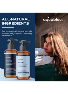 Aquableu Aquableu Biotin Volumizing Shampoo & Conditioner Set - Natural Thickening & Volume For Thicker Fuller Hair - Promotes Healthy Hair Growth - Includes Coconut, Keratin, Argan & Jojoba Oil - Sulfate Free  - Image 5