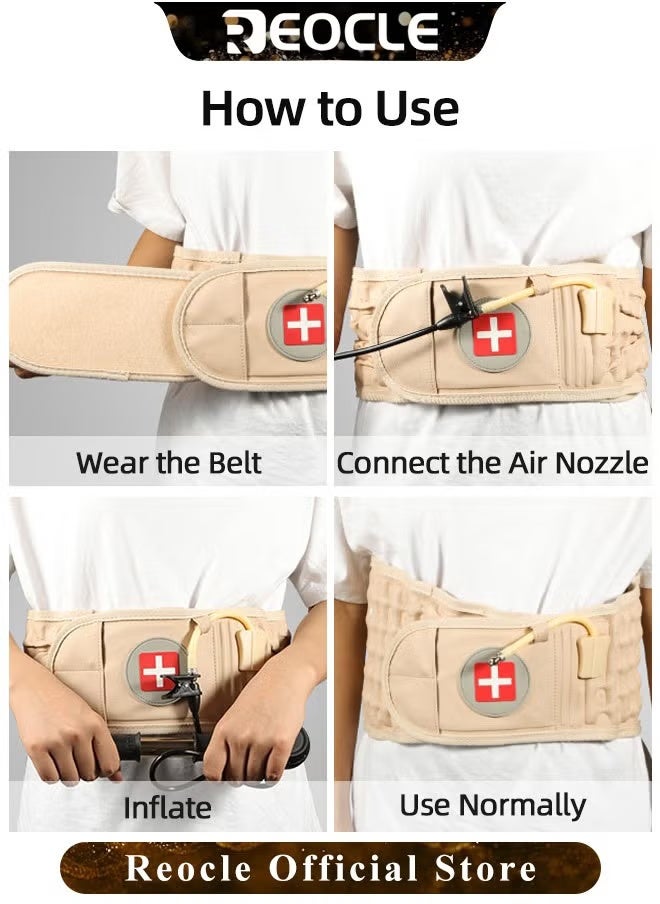 REOCLE Inflatable Waistband Decompression Back Belt Back Support Belt Back Brace Lumbar Decompression Belt for Lower Lumbar Pain Relief for Men and Women  - Image 3