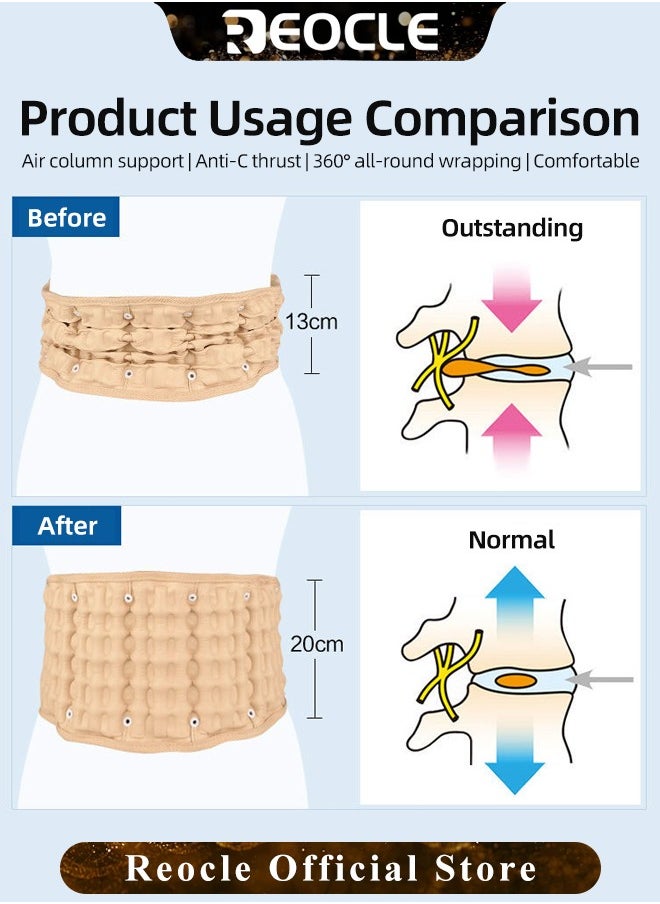 REOCLE - Inflatable Waistband Decompression Back Belt Back Support Belt Back Brace Lumbar Decompression Belt for Lower Lumbar Pain Relief for Men and Women - Image 1