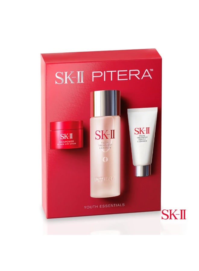 SK-II PITERA™ Youth Essentials Kit with Facial Treatment Essence 75ml, Facial Treatment Gentle Cleanser 20g & SKINPOWER Re-New Airy Cream 15g – 3-Step Japanese Skincare Set for Radiant, Crystal Clear-Looking Skin - Image 1