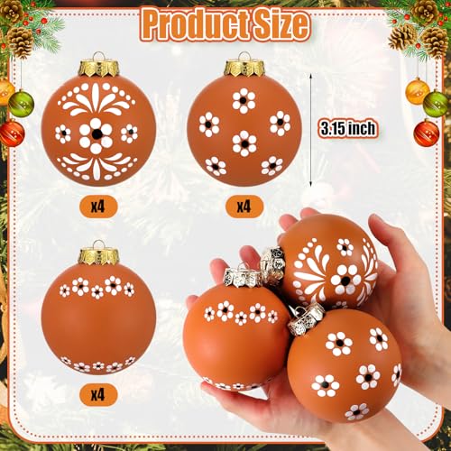 Poen 12 Pcs 315 Inch Mexican Christmas Ornaments Talavera Mexican Tree Ornaments Cielito Lindo Mexico Christmas Tree Decor De Barro Plastic Shatterproof Ball Hanging Xmas Hispanic Party - Image 3