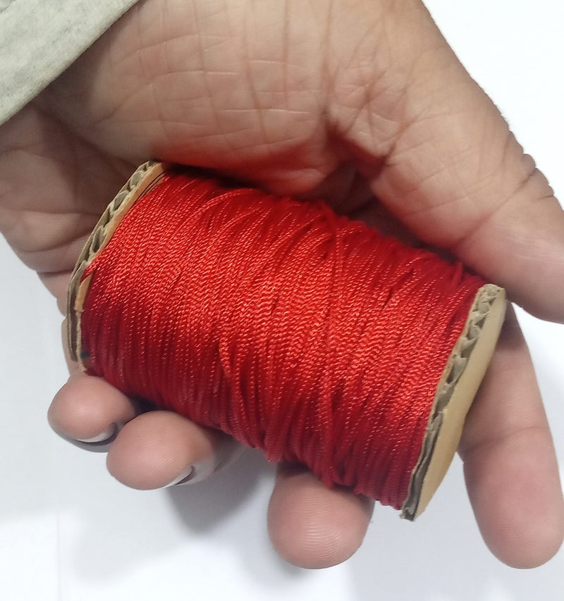 OMX Nylon 1mm Macrame Cord (100 Meters) Nylon Chinese Knotting Cord, 1mm Thick for Macrameideally Used for Jewelry Making, Bags and Various Other Craft Projects. (Red) - Image 2