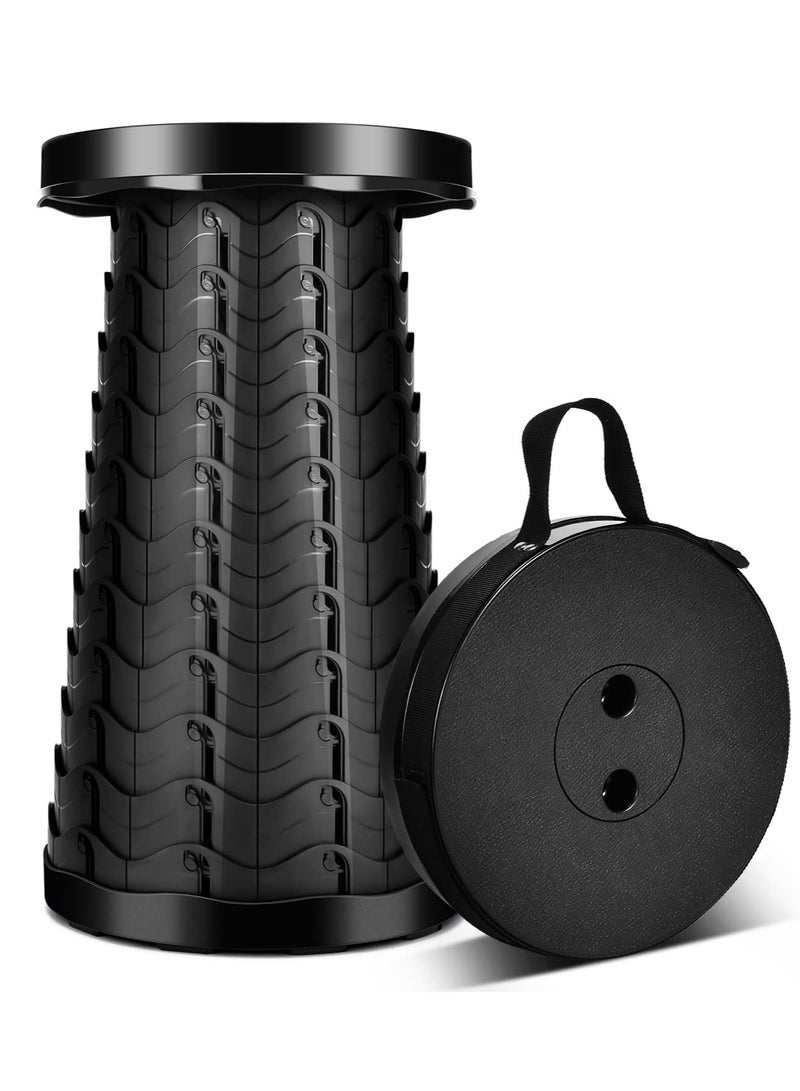 Height Adjustable Foldable Telescopic Stool For Outdoor Fishing Hiking Gardening Travel Black - Image 1