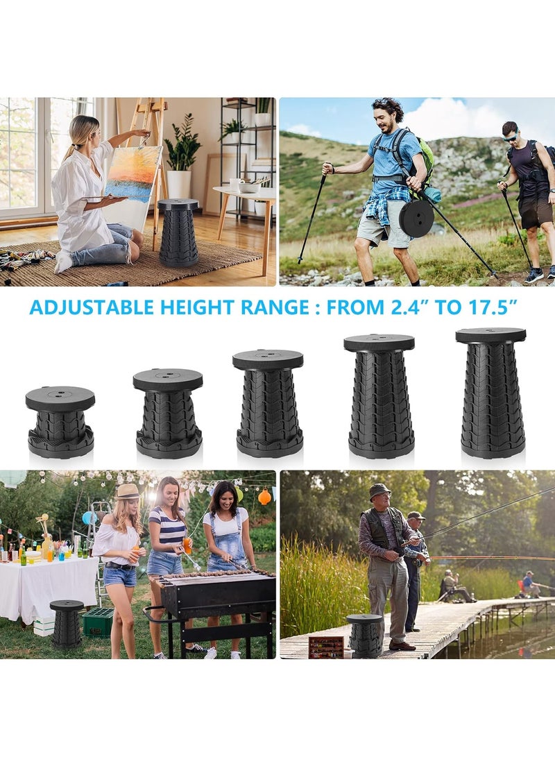 Height Adjustable Foldable Telescopic Stool For Outdoor Fishing Hiking Gardening Travel Black - Image 4