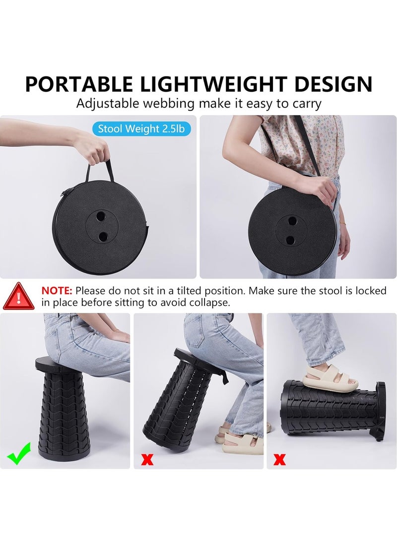 Height Adjustable Foldable Telescopic Stool For Outdoor Fishing Hiking Gardening Travel Black - Image 5