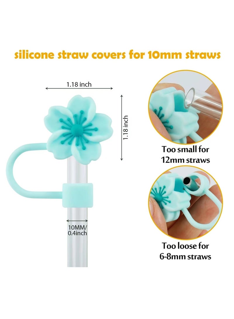 5pcs Straw Covers Cap for Stanley Cup 30-40 oz,Straw Toppers for Stanley Tumblers with handle 10mm 0.4in Silicone Accessories Dust-Proof,Straw Protectors,Cherry Blossom  - Image 2