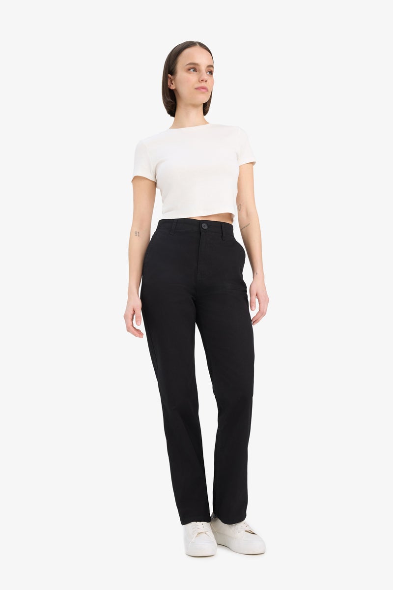 DeFacto Woman Straight Fit Gabardine High Waist Trousers - Image 2