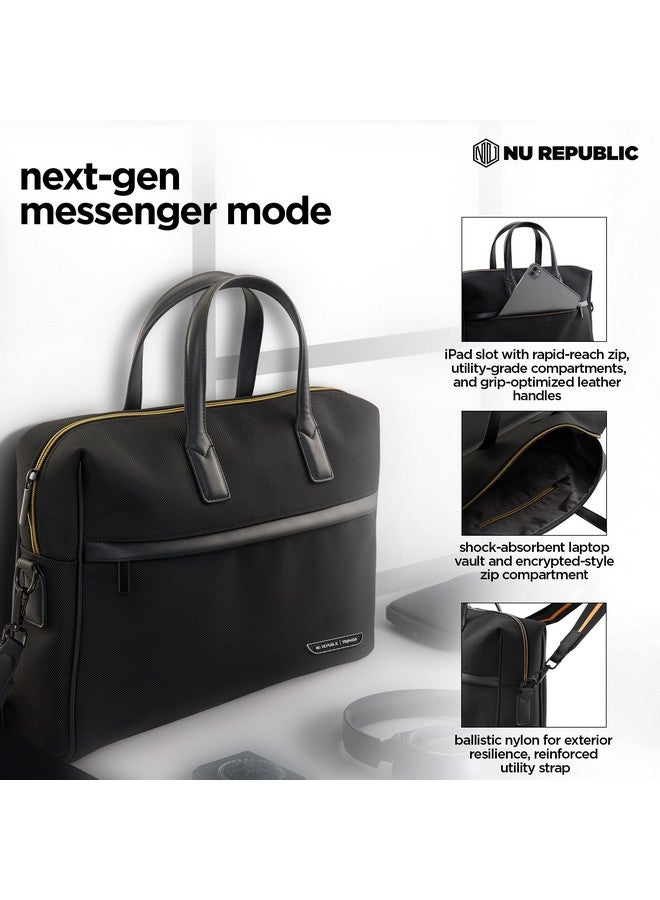 Nu Republic Unisex Triphop Voyager Professional Office Laptop Bag | Fits Up to 14/15.6/16 In MacBook | Front Pocket for Accessories | Adjustable Handle |Shoulder Strap | Messenger Bag, Black - Image 5
