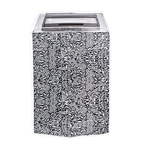 Vintage Pro Washing Machine Cover Suitable for Top Load LG 8 Kg, 8.5 Kg, 9 Kg, 9.5 Kg, 10 Kg (63cmsX63cmsX93cms, Black Flower) - Image 1
