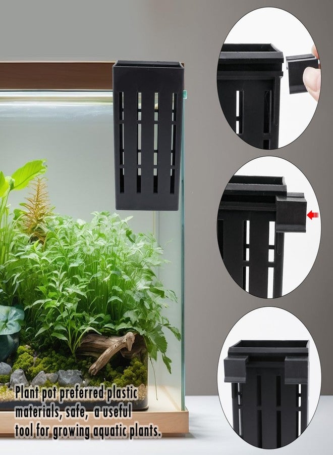 UPIQNG 5Pcs Hanging Aquarium Plant Holder Aquatic Plant Pot with Hanger Fish Tank Accessories Aquarium Planter Cups for Aquaponic Plant Cultivation,Black - Image 4