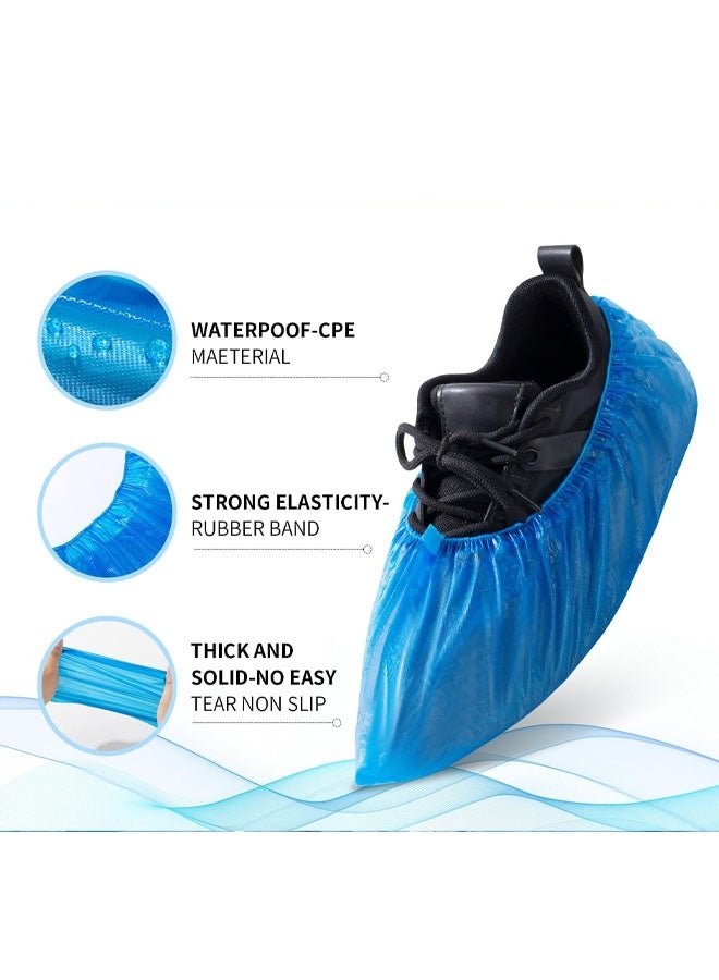 عبوة من 100 غطاء أحذية للاستخدام مرة واحدة، مقاوم للماء، مانع للانزلاق، متين، غطاء للأحذية والأحذية الطويلة مناسب لمواقع البناء والمكاتب وحماية الأرضيات والسجاد، مقاس واحد يناسب الجميع - Image 4
