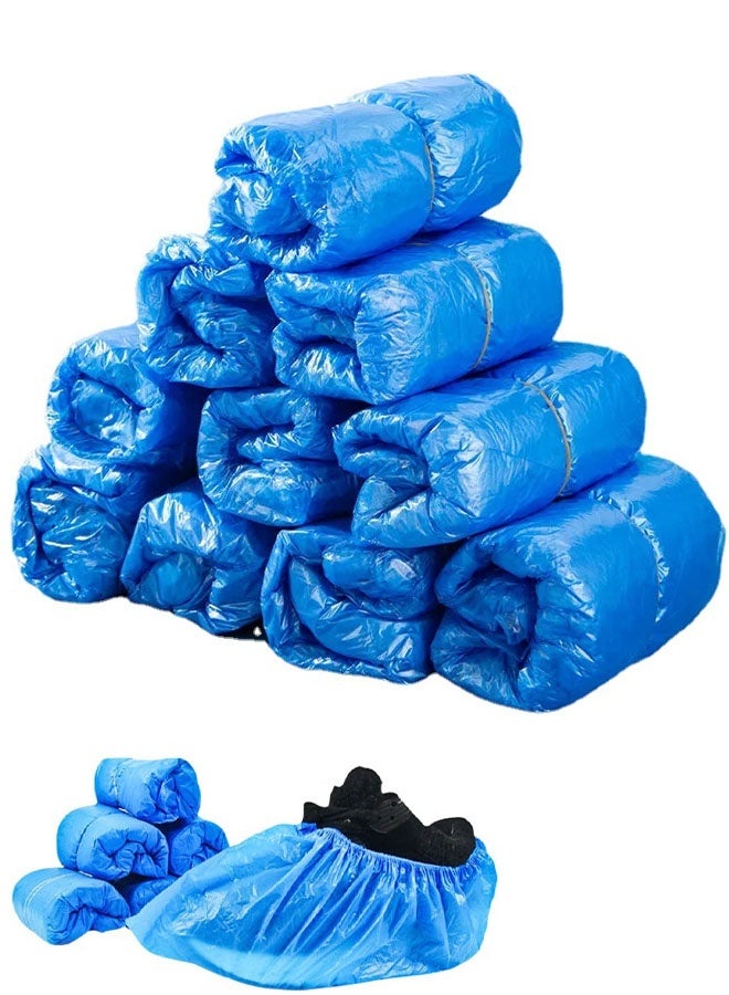 عبوة من 100 غطاء أحذية للاستخدام مرة واحدة، مقاوم للماء، مانع للانزلاق، متين، غطاء للأحذية والأحذية الطويلة مناسب لمواقع البناء والمكاتب وحماية الأرضيات والسجاد، مقاس واحد يناسب الجميع - Image 1