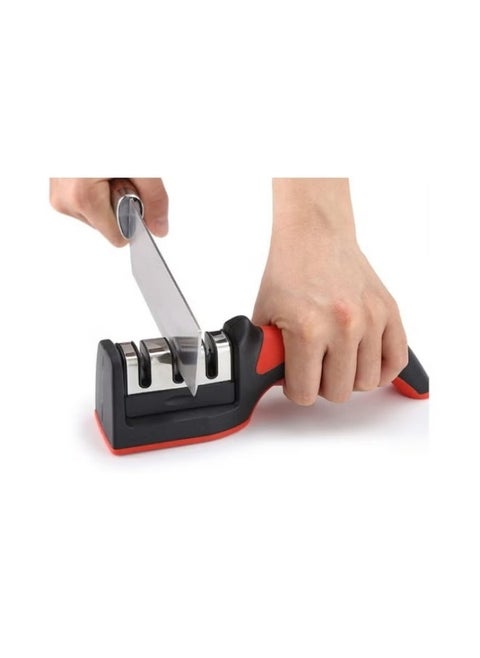 3 in 1 Knife Sharpener with 3 Stages, Handheld Knife Sharpener Helps Repair, Restore, Polish Blades, Including Straight, Serrated Blades and Scissors