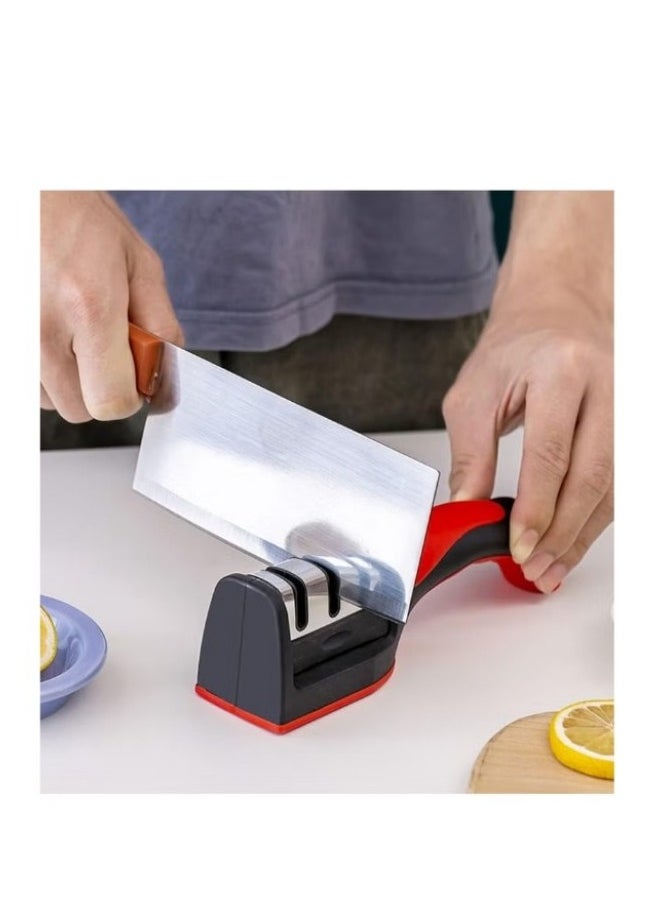 3 in 1 Knife Sharpener with 3 Stages, Handheld Knife Sharpener Helps Repair, Restore, Polish Blades, Including Straight, Serrated Blades and Scissors