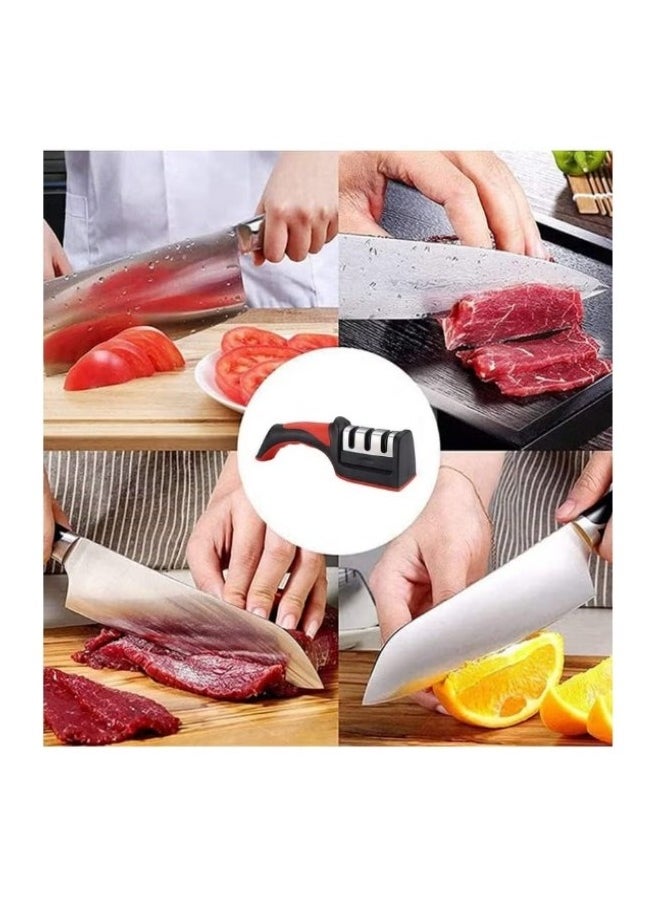 3 in 1 Knife Sharpener with 3 Stages, Handheld Knife Sharpener Helps Repair, Restore, Polish Blades, Including Straight, Serrated Blades and Scissors
