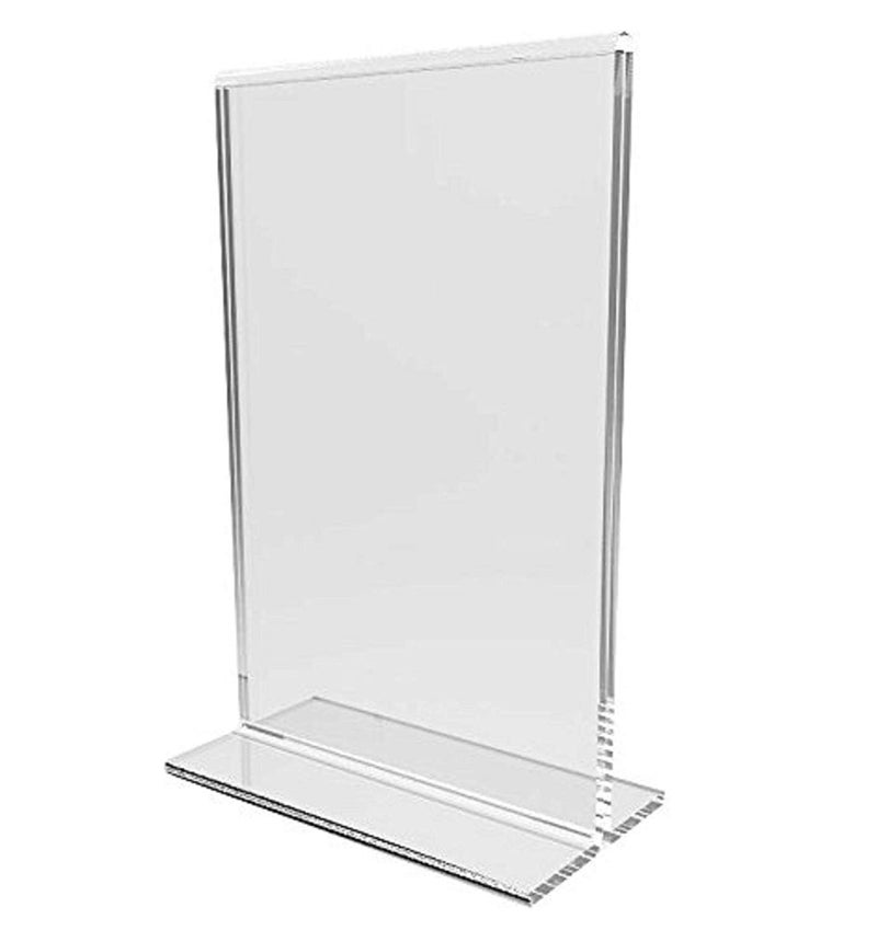 4 x 6 Inch Acrylic Display Stand Paper Holder (2PCS) – Clear T-Shaped Photo Frame Holder for Desk, Table, and Office Use