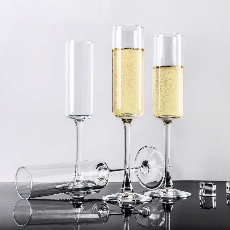 RAHAS Stylish Champagne Flutes Glasses Set of 6 Red White Wine Glass 150 ml 6 Pcs Clear - Image 2
