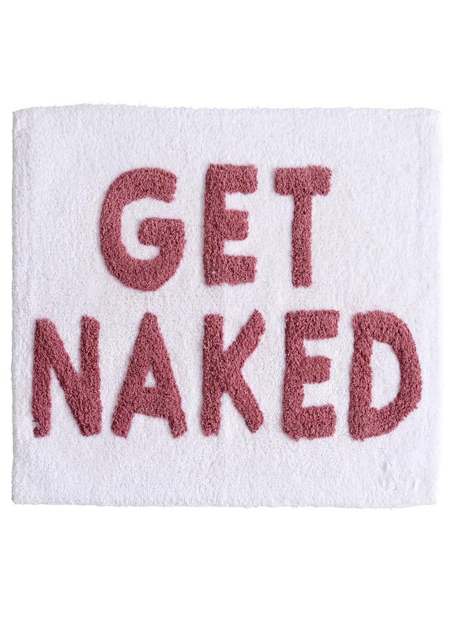 Market & Place سجادة حمام "Get Naked" من ماركت آند بليس، سجادة حمام لطيفة، ديكور حمام مرح لحوض الاستحمام والدش، سجاد حمام قطني ماص، 20 بوصة × 30 بوصة، أبيض ووردي - Image 2